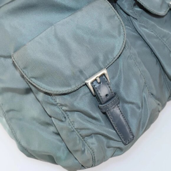 PRADA Backpack Nylon Gray Silver Auth kk572
